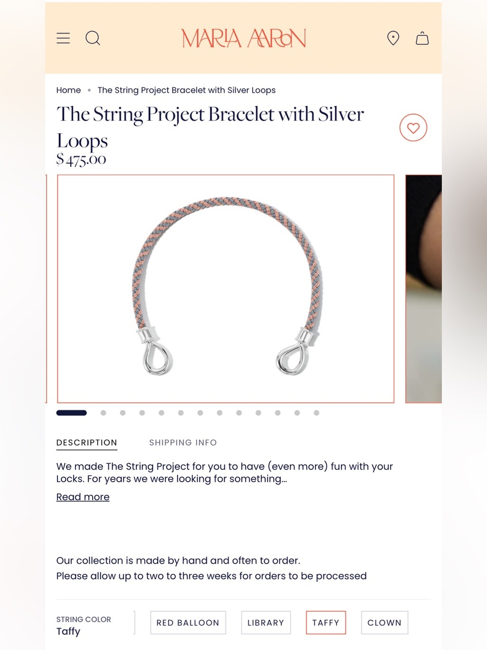 Marla Aaron
The String Project Bracelet with Silver Loops - Taffy Pink & Gray